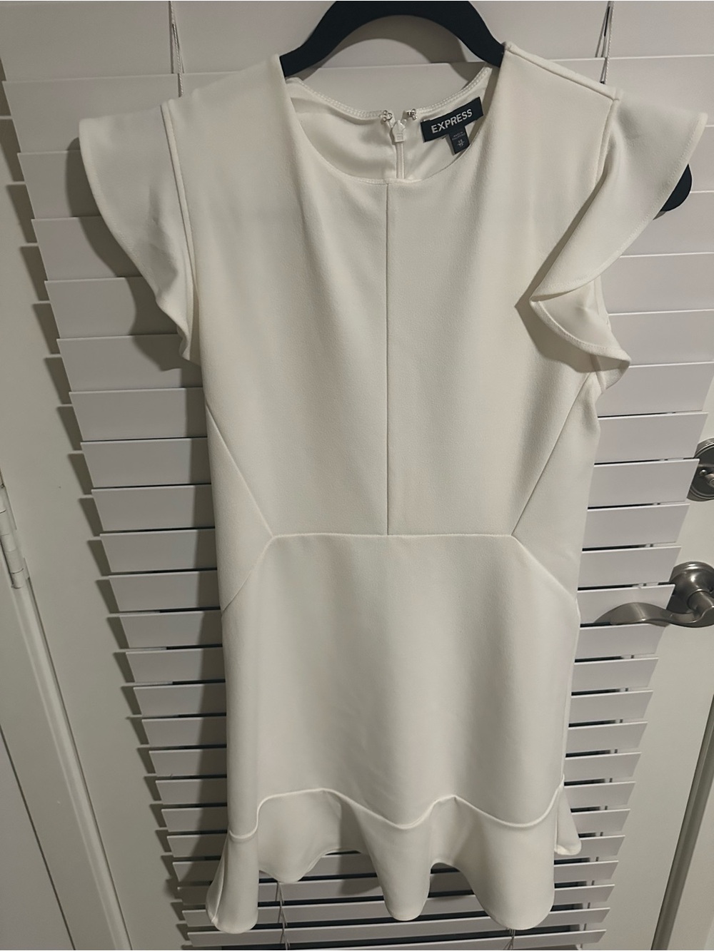 Express Cream Ruffle Sleeve Mini Dress